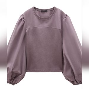 Zara Crop Contrast Top in Eggplant